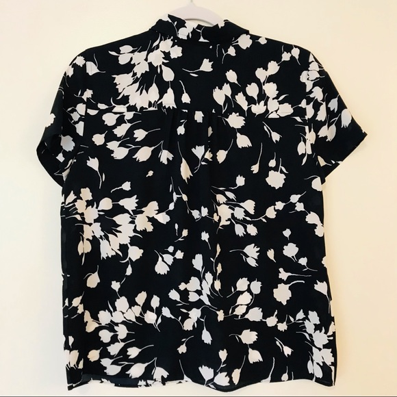 J.Crew Sheer Floral Print Navy Button-Down Blouse - Picture 2 of 4